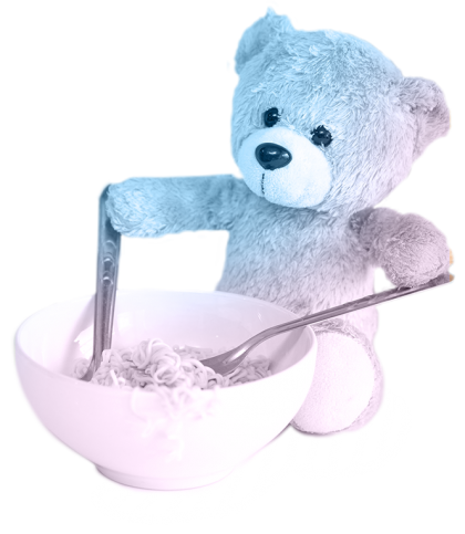 Teddybär mit Spaghetti-Schlüssel als Teaserbild für Ernährungstippps bei Kinderwunsch und Babyplanung