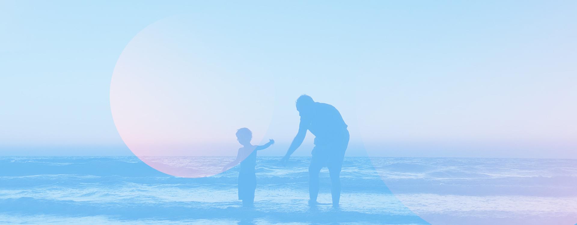 Vater und Sohn am Meer als Hintergrundbild für VELNATAL® plus
